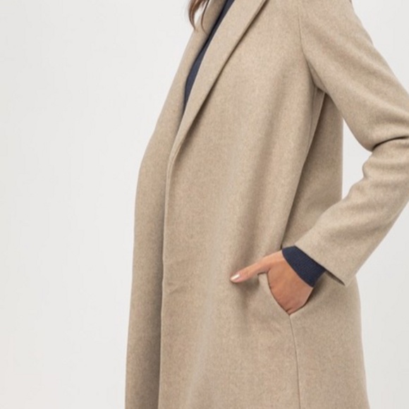 Long Line Open Front Collard Coat - Picture 4 of 6